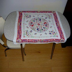 Vintage mid century Dutch bright square Table or Tea Cloth 35" x 35"